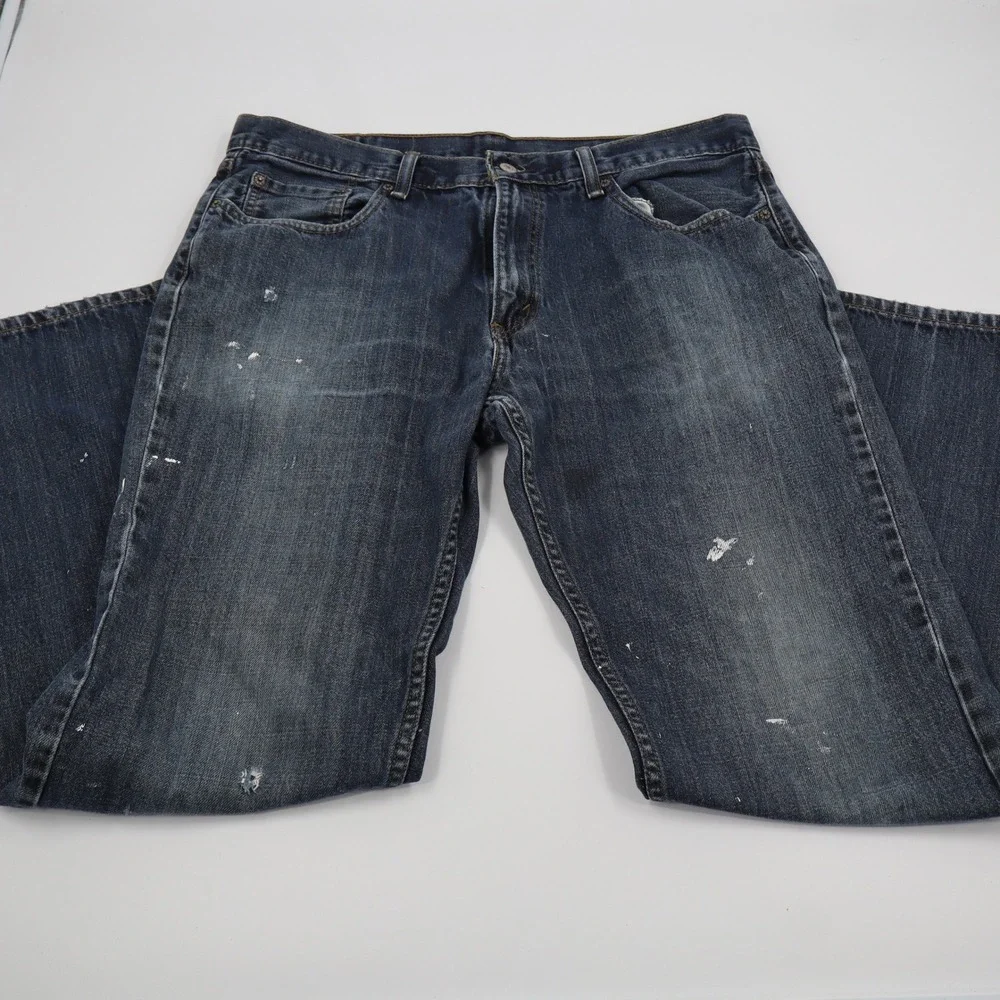 Levis 559 Relaxed Straight Jeans Mens 36x34 Blue Distressed‎ Paint Splatter